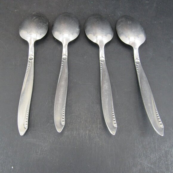 AIRMACK AMK8 Beaded Stainless Flatware Solingen-Germany Set of 4 Teaspoons - Picture 6 of 7